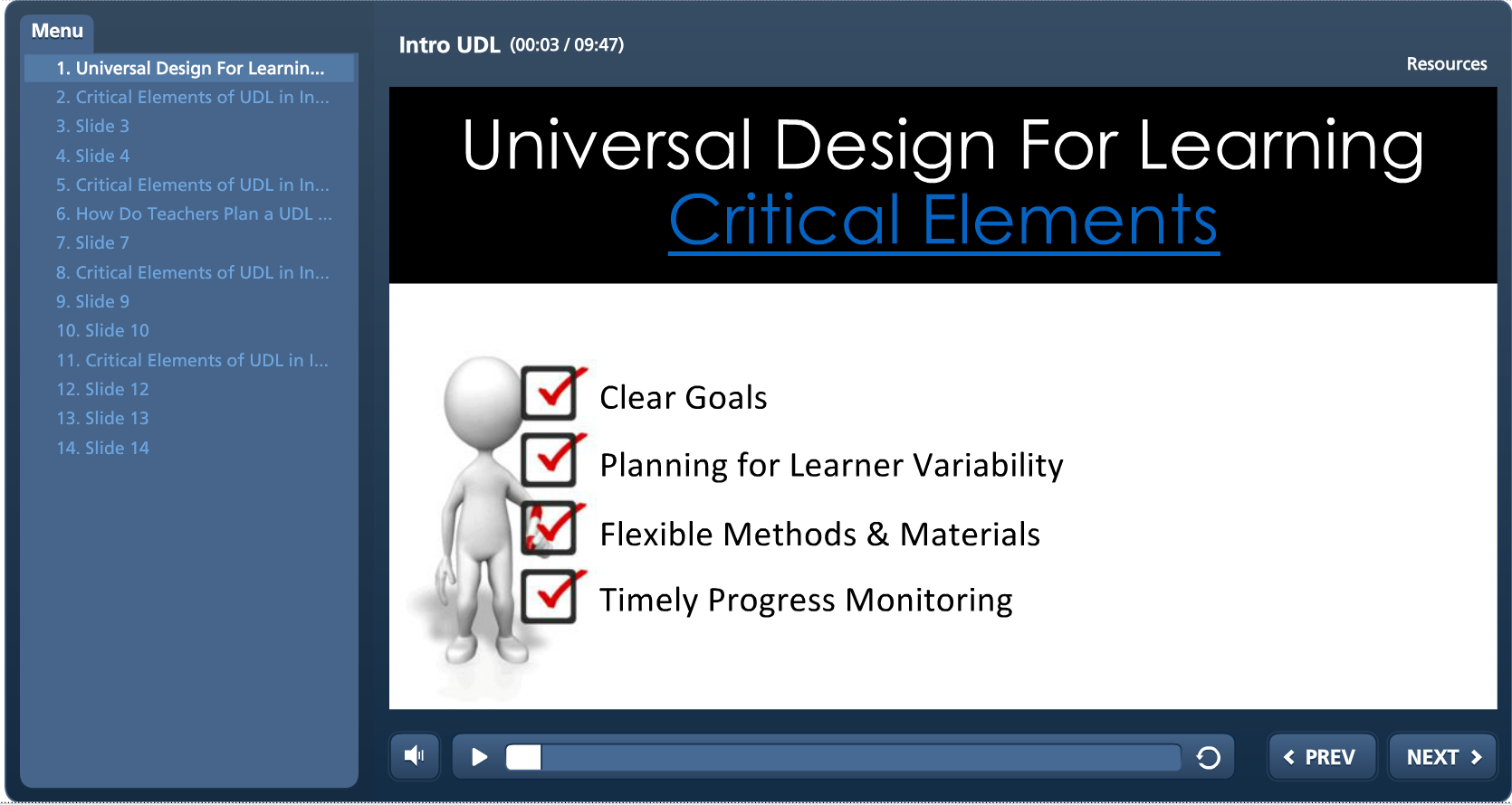 picture of the UDL Critical Elements Module