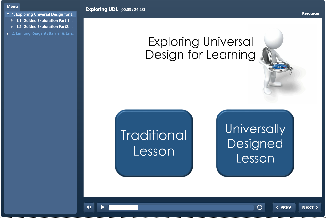 Picture of the UDL Lesson Explore Module