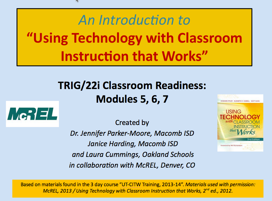 Using Technology with Classroom Instruction that Works Presentation